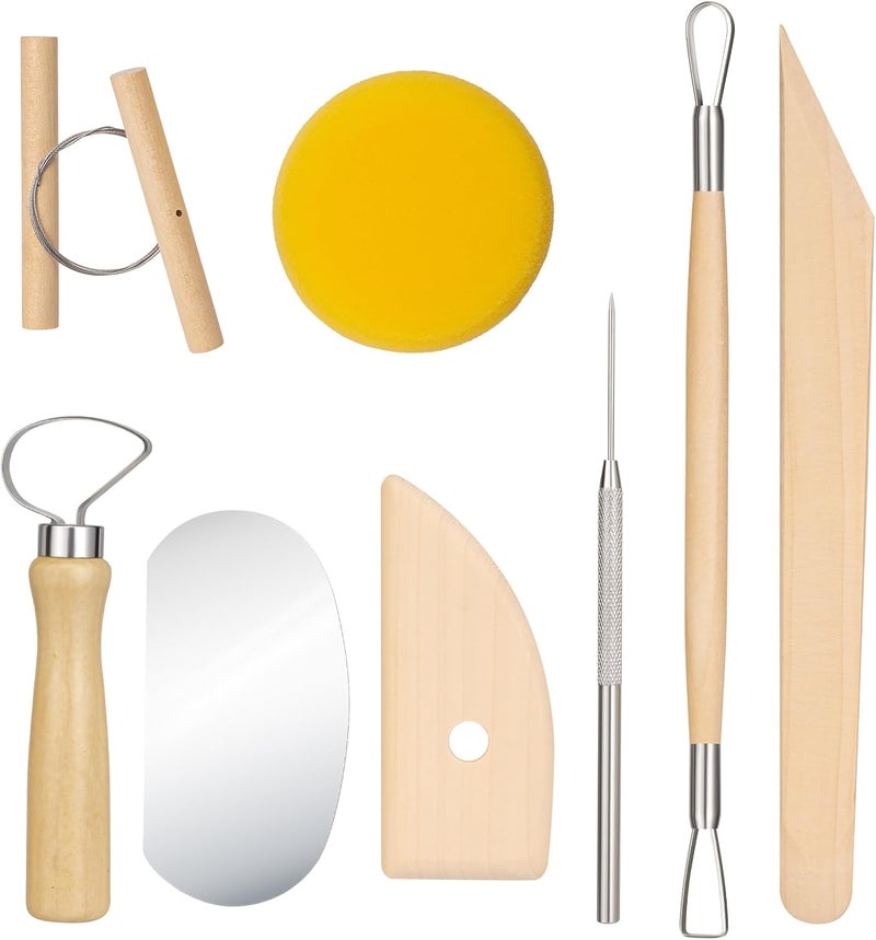Amrules Clay Tools Kit, 8 PCS Pottery Tools, Practical Polymer Sculpting Tool Kit, Air Dry Clay Tool Set Suitable for Adults, Pottery Craft, Dotting, Drawing, Modeling, Shaping - Image 1